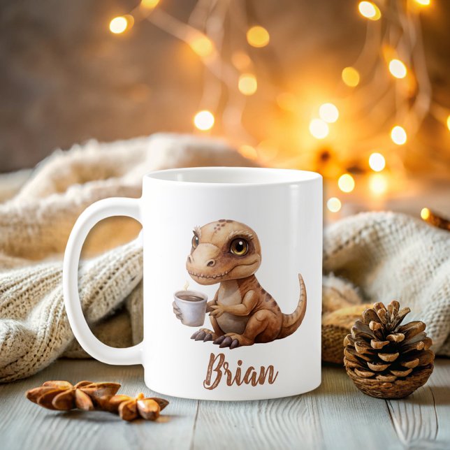 Personalised Name Cute Dinosaur  Coffee Mug (Creator Uploaded)