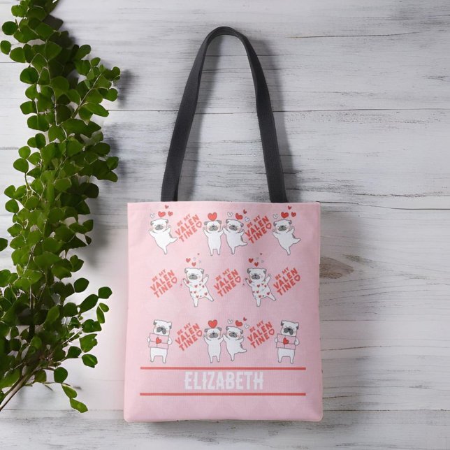 Personalised Name Cute Dog Tote Bag For Dog Lovers (Cute Dog Tote Bag With Personalized Name)