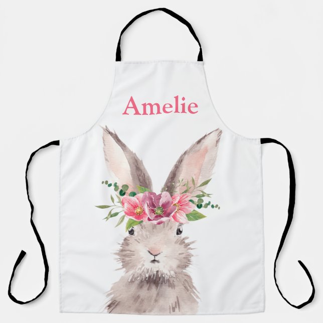  Personalised Name Cute Easter Bunny egg hunting  Apron (Front)