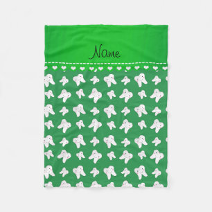 Personalised name cute green tooth pattern fleece blanket