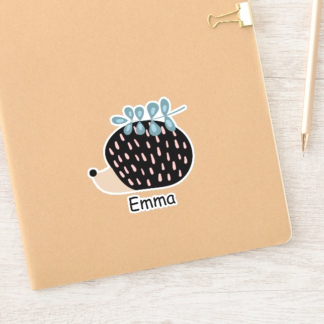 Personalised Name Cute Hedgehog Notebook Labels (Notebook)