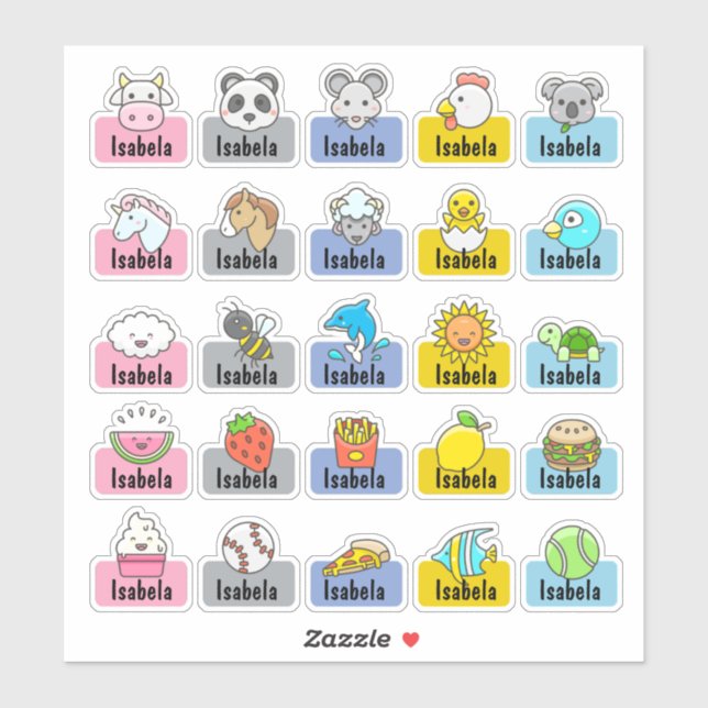 Personalised Name Cute Kawaii Daycare Stickers (Sheet)