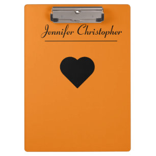 Personalised Name Cute modern Script Orange love  Clipboard