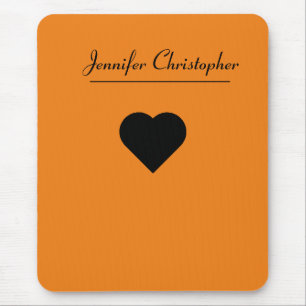 Personalised Name Cute modern Script Orange love Mouse Mat