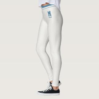 Personalised Name Cute Neutral Slate Blue Striped Leggings