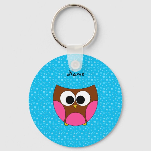 Personalised name cute owl key ring (Front)