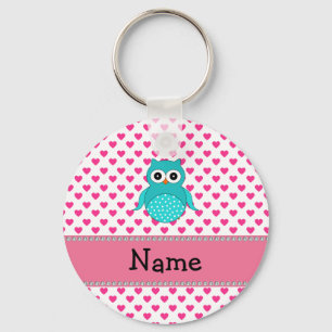 Personalised name cute owl key ring