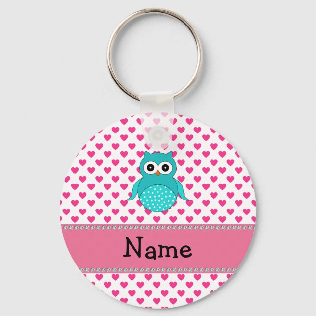 Personalised name cute owl key ring (Front)