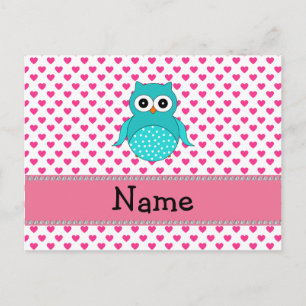 Personalised name cute owl postcard