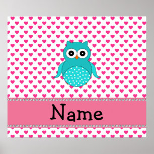 Personalised name cute owl poster