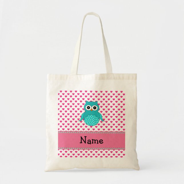 Personalised name cute owl tote bag (Front)
