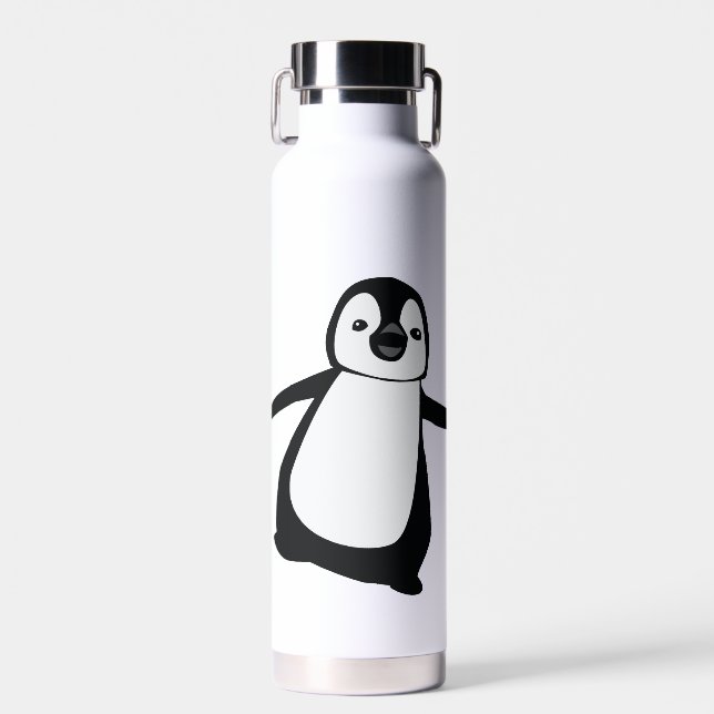 Personalised Name Cute Peeking Penguin Water Bottle (Front)