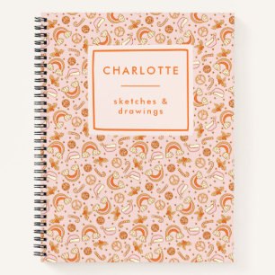 Personalised Name Cute Pink Retro Christmas Disco Notebook
