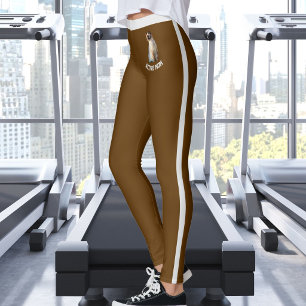 Personalised Name Cute Siamese Cat Pet Photo Brown Leggings