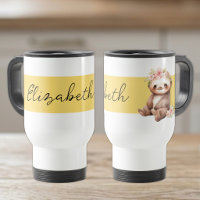 Personalised name cute sloth black yellow