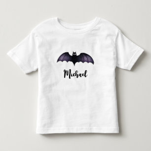 Personalised Name Cute Spooky Black Bat Halloween  Toddler T-Shirt