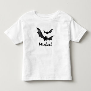 Personalised Name Cute Spooky Black Bats Halloween Toddler T-Shirt