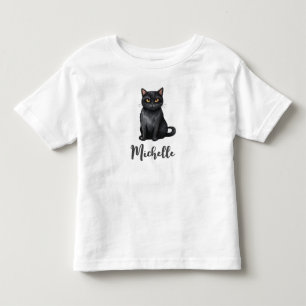 Personalised Name Cute Spooky Black cat Halloween  Toddler T-Shirt