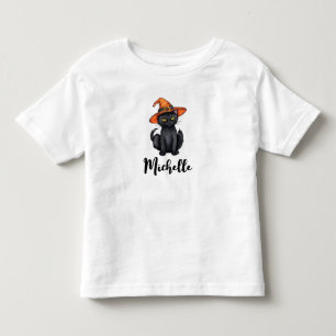 Personalised Name Cute Spooky Black cat Halloween  Toddler T-Shirt