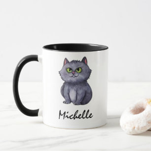 Personalised Name Cute Spooky Cat Halloween  Mug