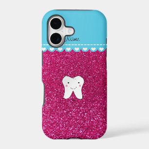 Personalised name cute tooth pink glitter