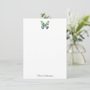 Personalised Name Cute Whimsical Butterfly Floral Card