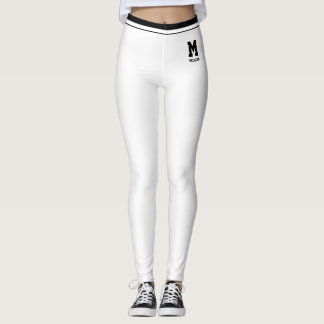 Personalised Name Cute White And Black Striped Fun Leggings