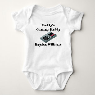 personalised name daddy's gaming buddy baby bodysuit
