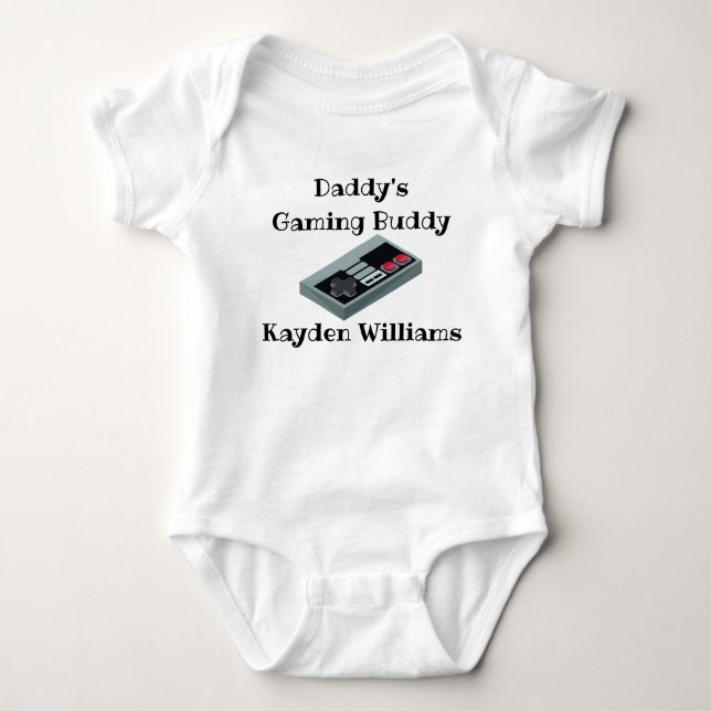 personalised name daddy's gaming buddy baby bodysuit (Front)