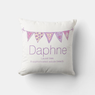 Personalised name Daphne bunting purple custom Cushion
