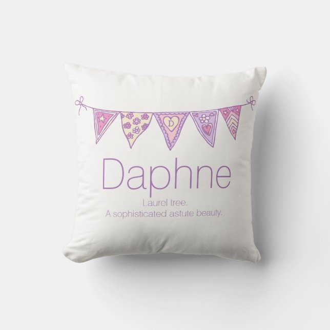 Personalised name Daphne bunting purple custom Cushion (Front)