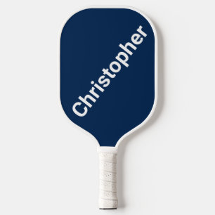 Personalised Name Dark Blue and White Pickleball Paddle
