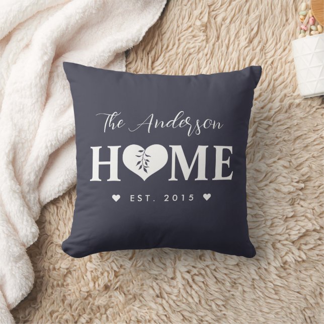 Personalised Name Dark-Blue Grey HOME  Cushion (Blanket)