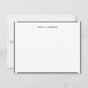  Personalised Name Dark Grey Border Stationery Card