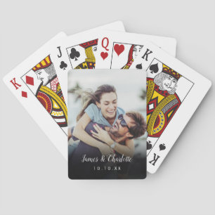 Personalised name Date Couple Photo Playing Cards