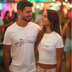 Personalised Name & date Design Custom Hand Couple T-Shirt
