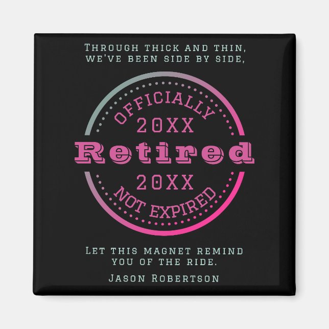 Personalised Name Date Retirement Favour for Guest Magnet (Front)