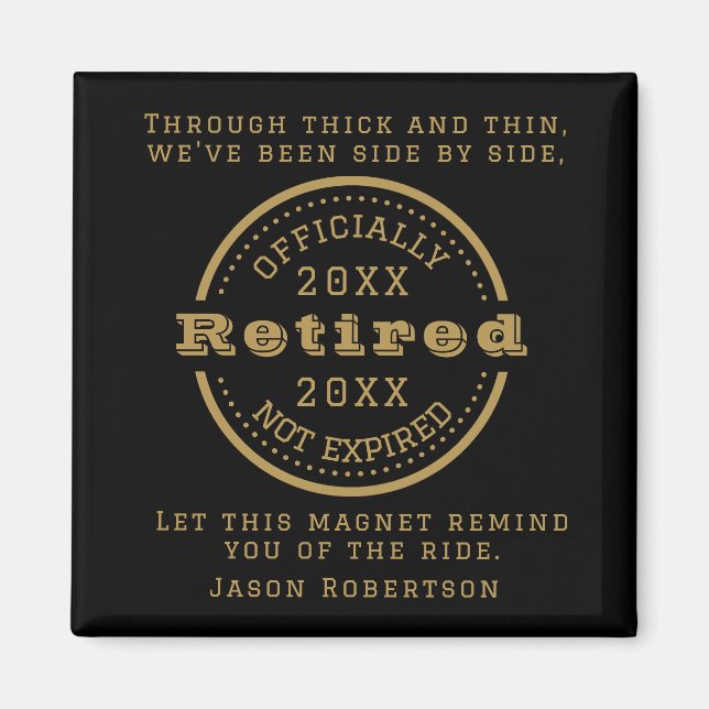 Personalised Name Date Retirement Favour for Guest Magnet (Front)