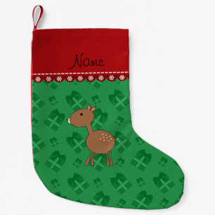 Personalised name deer green christmas presents small christmas stocking