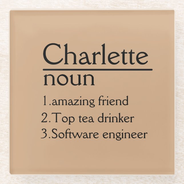 Personalised Name definition Coaster (Front)