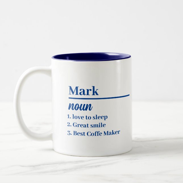 Personalised Name Definition Light Blue Satin Mug  (Left)