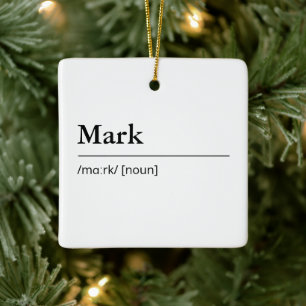 Personalised Name definition modern minimalist Ceramic Ornament
