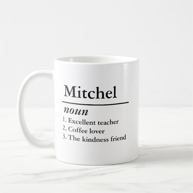 Personalised Name Definition Noun Custom Text Coffee Mug (Left)