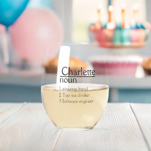 Personalised Name Definition  Stemless Wine Glass