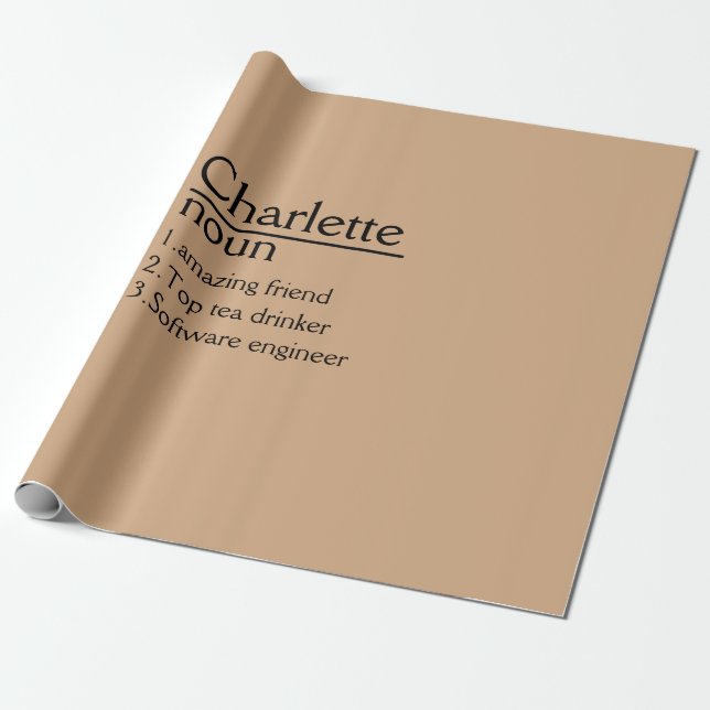 Personalised Name definition Wrapping Paper (Unrolled)