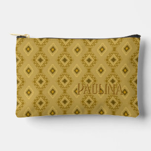 Personalised Name Diamond Gold Elegant Pattern Accessory Pouch
