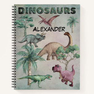 Personalised Name Dino Dinosaur Notebook for Boys