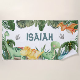 Personalised Name  Dinosaur Beach Towel