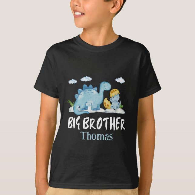  Personalised Name Dinosaur Big Brother T-Shirt (Front)