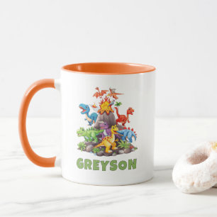 Personalised Name Dinosaur Kids Hot Cocoa Mug